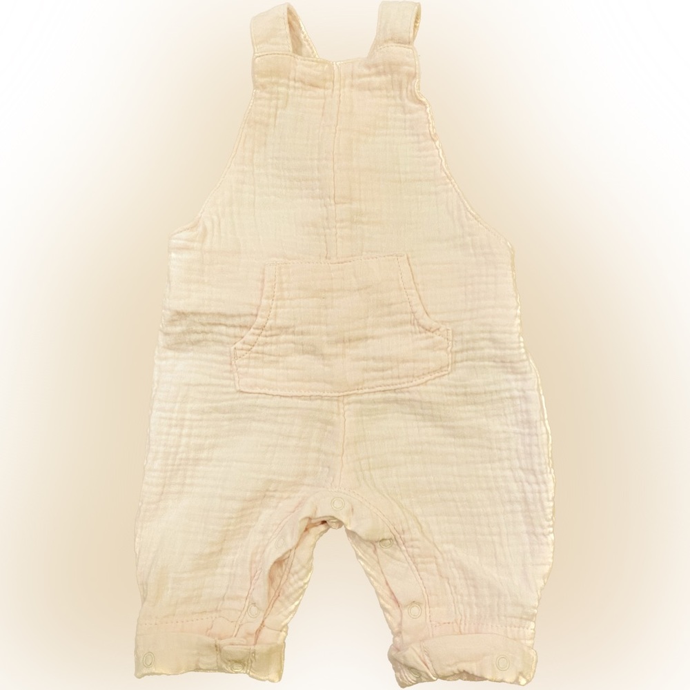 3-6M Nordstrom Organic Cotton Muslin Overall Baby Pink